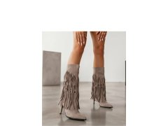 Kozačky na podpatku na zip model 232155 Solea