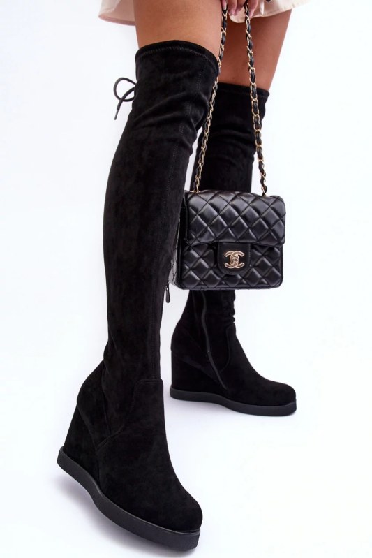 Kozačky na klínu ns362p černé - step in style