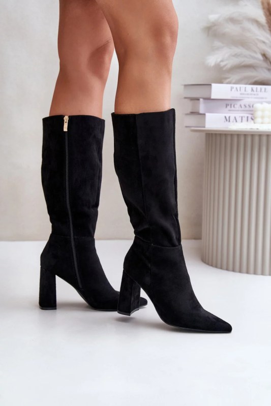 Kozačky na podpatku mvp315 černé - step in style - Dámské boty kozačky