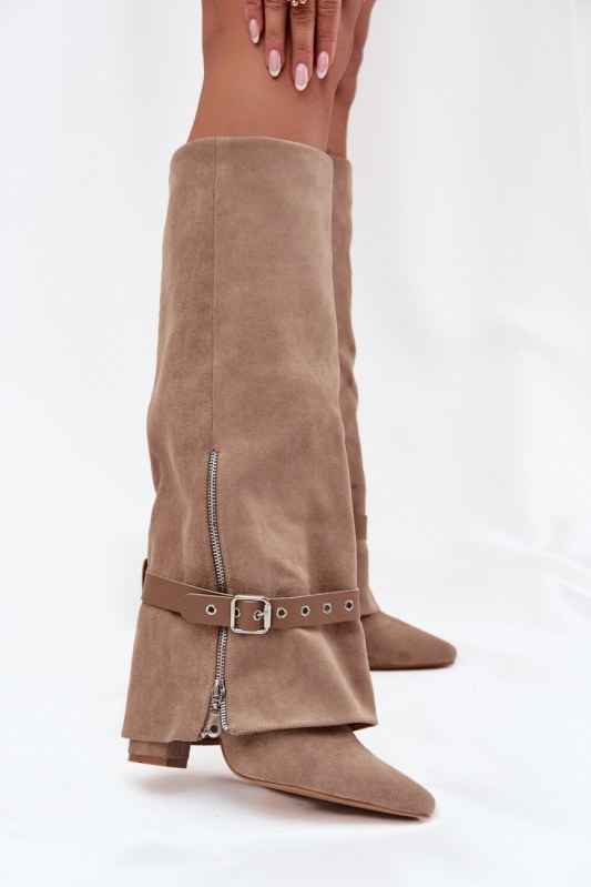 Kozačky na podpatku 2502a-1 khaki - step in style