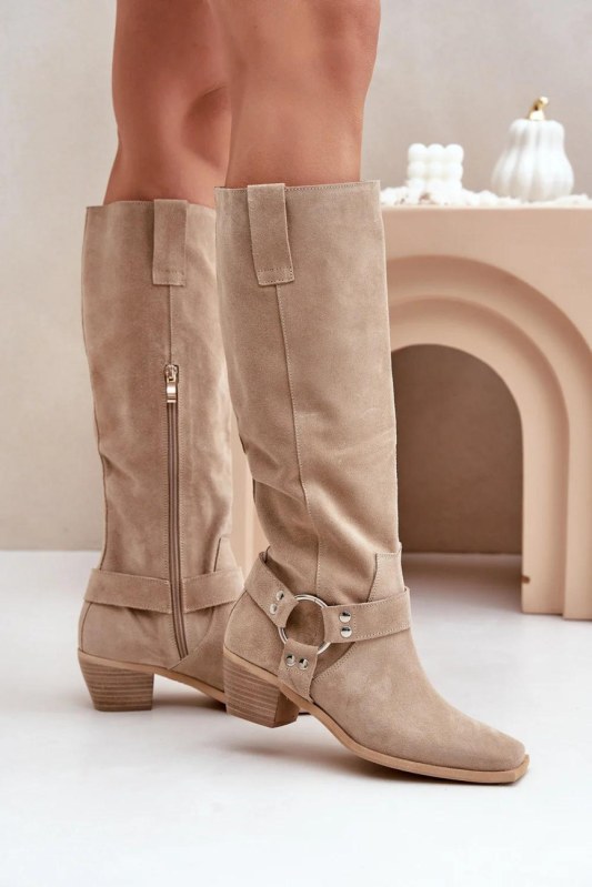 Kozačky na podpatku model 203901 step in style - Dámské boty kozačky