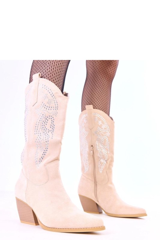 Kozačky na podpatku na zip model 218563 Solea
