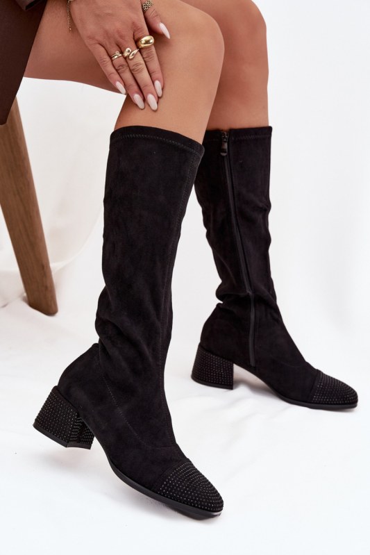 Kozačky na podpatku na zip model 220220 step in style - Dámské boty kozačky