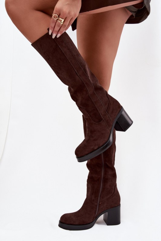 Kozačky na podpatku na zip model 220223 step in style