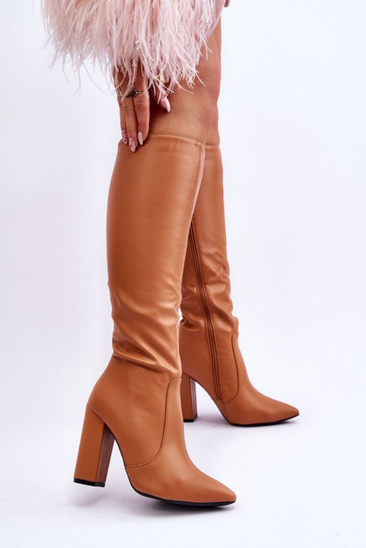 Kozačky na podpatku na zip model 220513 step in style