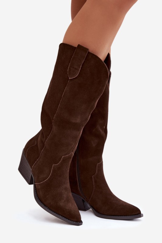 Kozačky na podpatku na zip model 222727 step in style