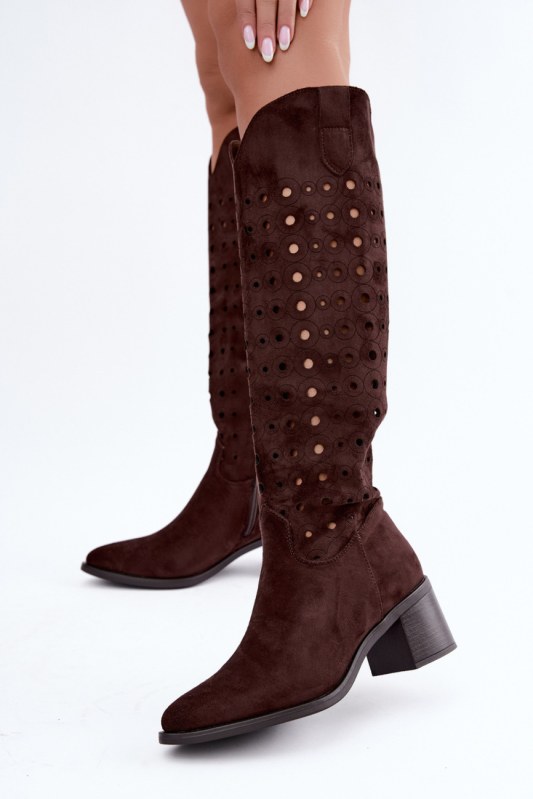 Kozačky na podpatku na zip model 232090 step in style