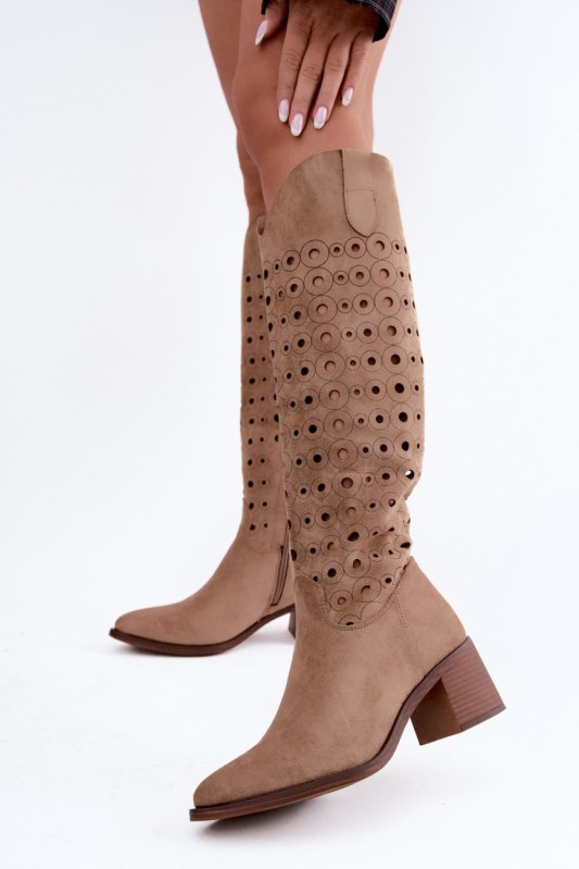 Kozačky na podpatku na zip model 232091 step in style