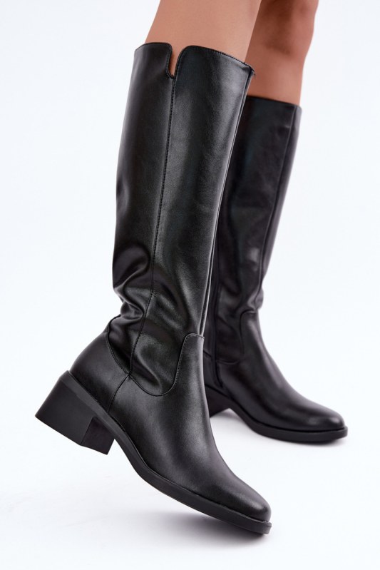 Kozačky na podpatku na zip model 232095 step in style