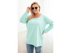 Dámská blůza plus size s lodičkovým výstřihem mátová
