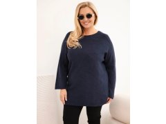 Dámský svetr plus size s&nbsp;lodičkovým výstřihem námořnická modř