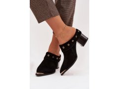 Semišové dámské kožené boty na podpatku d&a cr61-3059 Černé