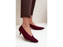 Bordové semišové lodičky na kitten heel Nuretta