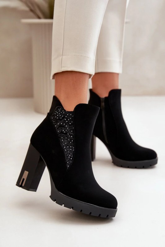 Boty na podpatku ns329p černé - step in style