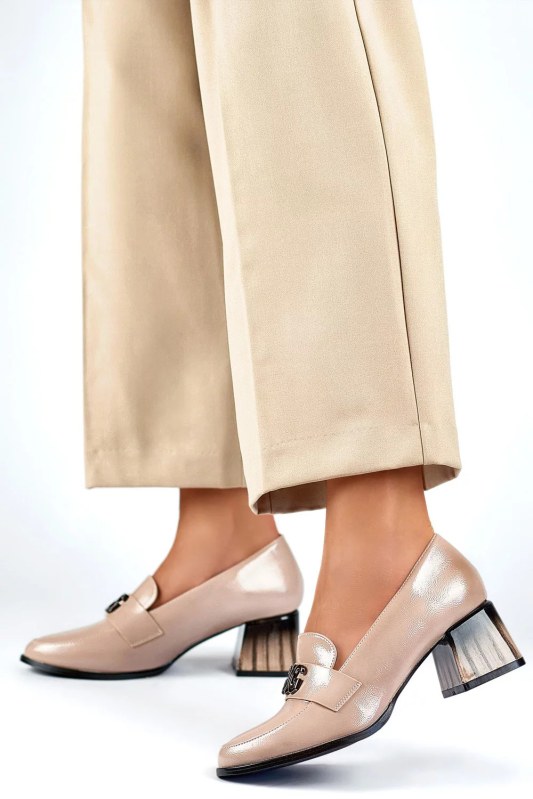 Lodičky na sloupku gd-fl479 béžové - PRIMO - Dámské boty lodičky