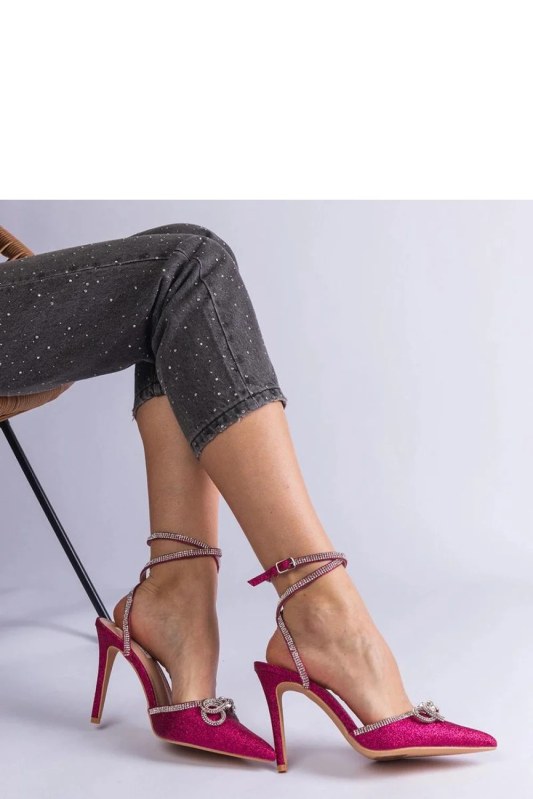 Dámské lodičky na jehlovém podpatku h2810 tmavě růžová třpyt - bellamica shoes