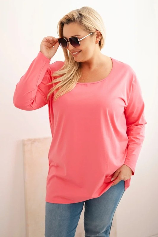 Dámská blůza plus size s&nbsp;lodičkovým výstřihem růžová - Dámské boty lodičky