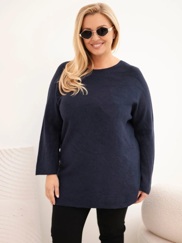 Dámský svetr plus size s&nbsp;lodičkovým výstřihem námořnická modř - Dámské boty lodičky