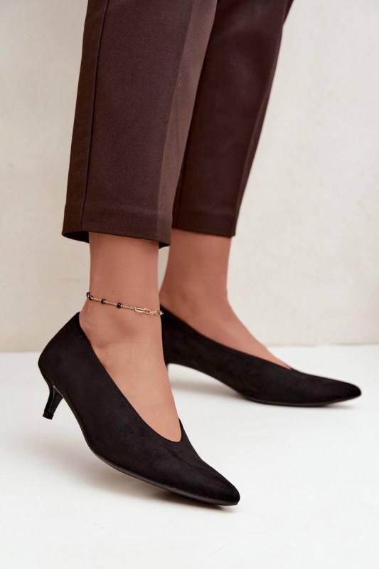 Černé semišové lodičky s kitten heel Nuretta