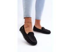 Dámské mokasíny z ekologického semiše černé Amrutia 7730824