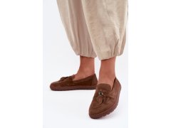 Mokasyny barefoot z&nbsp;přírodního semiše zazoo 10220 hnědé