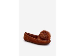 Dámské mokasíny s kožešinou camel Novas