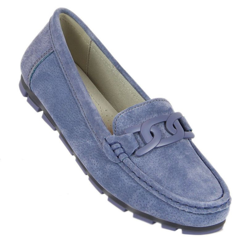 Dámské kožené mokasíny dp3630 modrá - FILIPPO - Dámské boty mokasíny