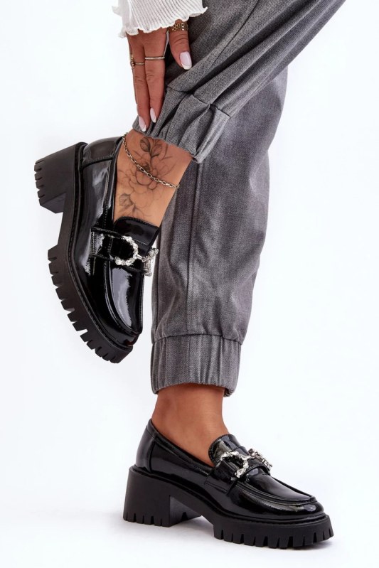 Mokasíny na podpatku 2646-6 černé - step in style