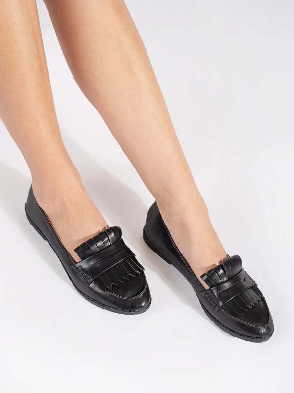 Trendy mokasíny dámské černé bez podpatku Trendy mokasíny dámské černé bez podpatku - Dámské boty mokasíny