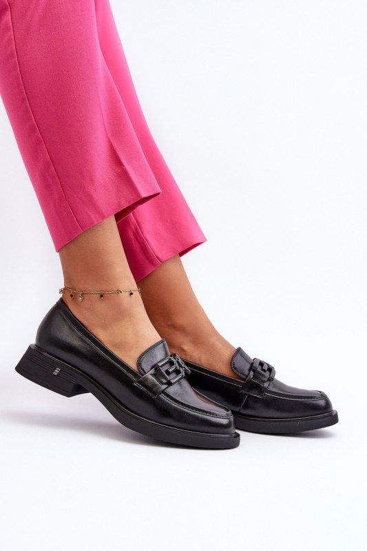 Elegantní černé dámské kožené mokasíny Triana - Dámské boty mokasíny
