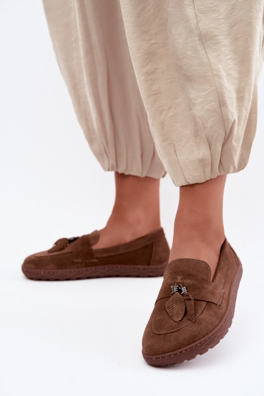 Mokasyny barefoot z přírodního semiše zazoo 10220 hnědé