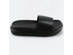 Černé dámské pantofle s plochou podrážkou (XA138)
