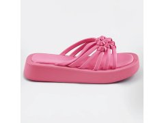 Růžové dámské pantofle s plochou podrážkou (CM-59)