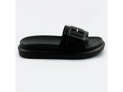 Černé dámské pantofle s přezkou (XA136)