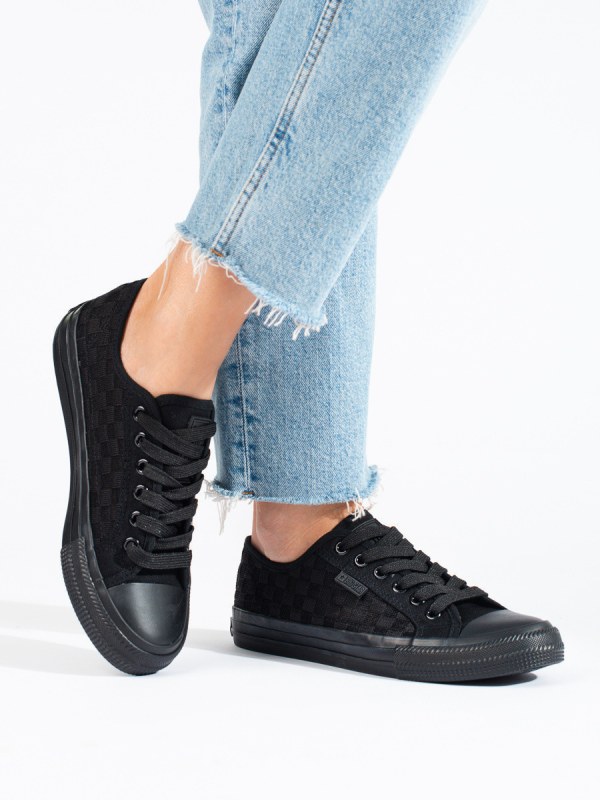 Trendy dámské černé tenisky bez podpatku - Dámské boty nazouváky