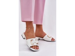 Elegantní dámské pantofle na klíně se zlatým detalem vinceza 62229 Bílé