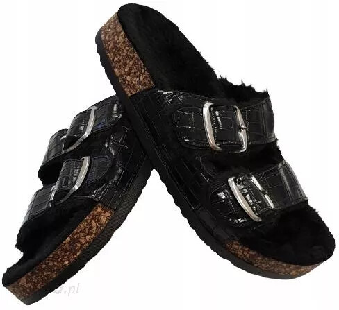 Dámské pantofle kožešina černé - Yoclub - Dámské boty pantofle