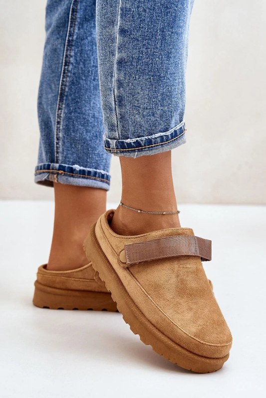 Dámské pantofle yy-12 camel - step in style - Dámské boty pantofle