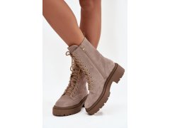 Šněrovací kotníkové boty na zip model 219116 step in style