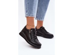 Kožené polobotky sneakersy na platformě vinceza 79644 Černé