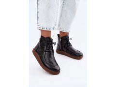 Dámské kožené polobotky barefoot s izolací zazoo 3077 černé