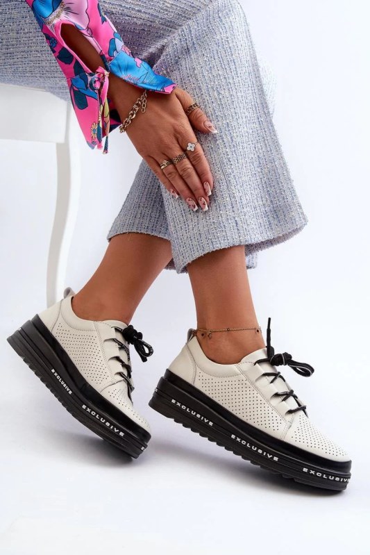 Polobotky lr769a černo-vanilkové - step in style - Dámské boty polobotky