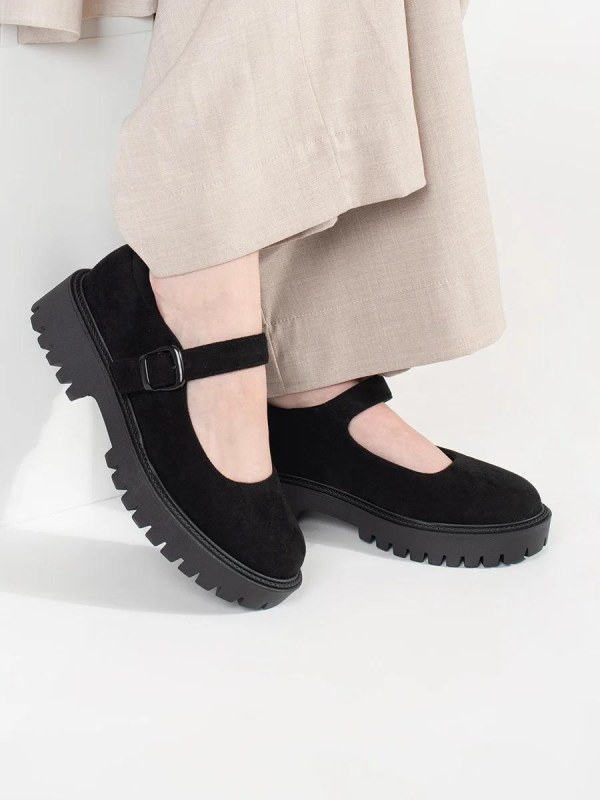 Stylové polobotky dámské černé platforma - Dámské boty polobotky
