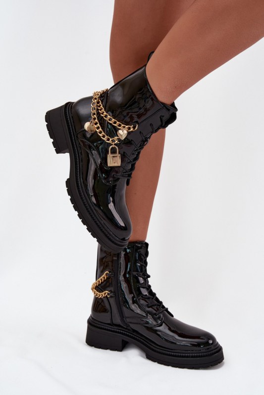 Šněrovací kotníkové boty na zip model 216849 step in style