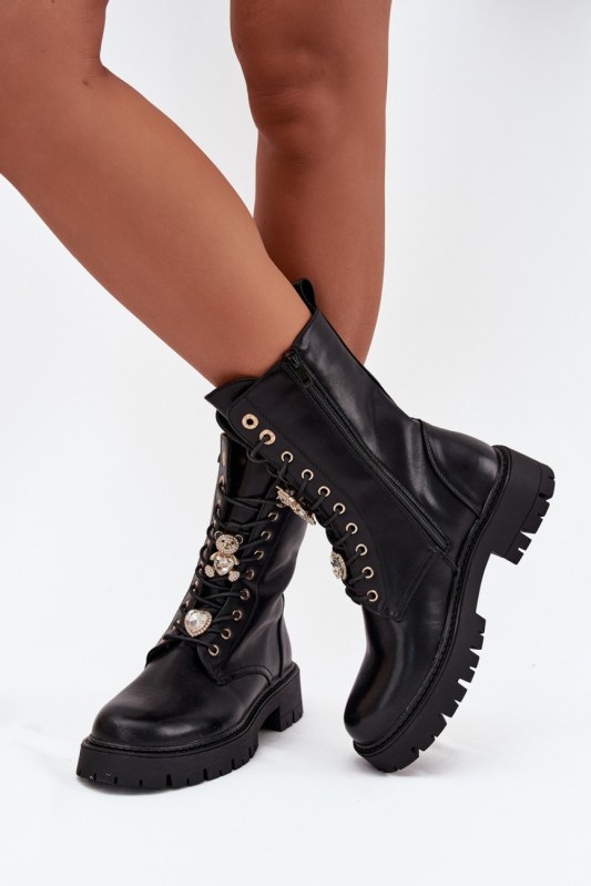 Šněrovací kotníkové boty model 217721 step in style - Dámské boty polobotky