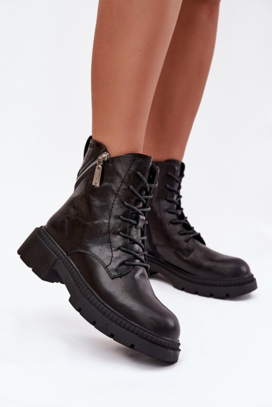 Šněrovací kotníkové boty model 218065 step in style - Dámské boty polobotky