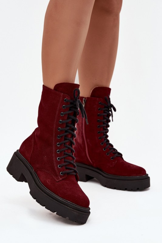Šněrovací kotníkové boty na zip model 219117 step in style