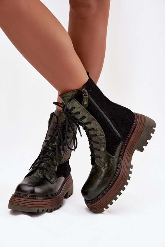 Šněrovací kotníkové boty model 219391 step in style - Dámské boty polobotky