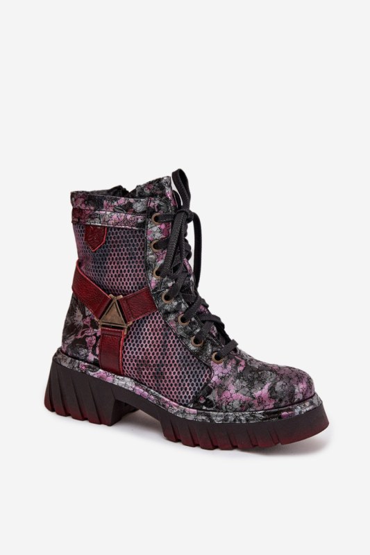 Šněrovací kotníkové boty na platformě model 219394 step in style