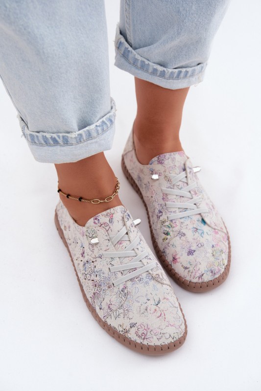 Okenní vzorové polobotky z&nbsp;přírodního semiše multicolor Flaria